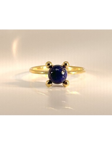 Bague or jaune 750/1000 lapis lazuli vu de face.