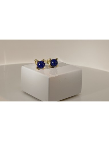 Boucles d'oreille or jaune 750/1000 lapis lazuli vu de face.